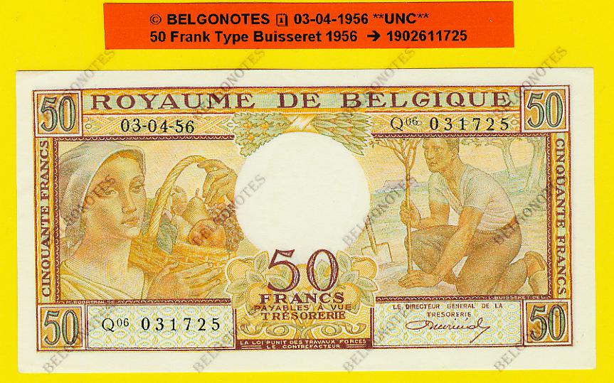 50 Francs type Buisseret 1956**UNC**Lot 1902611725