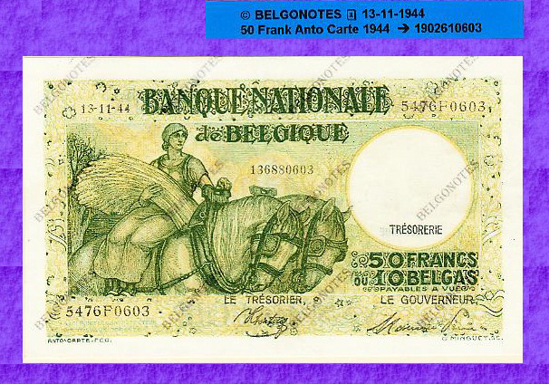 50 Francs Type Anto carte 13-11-1944.Lot 1902610603