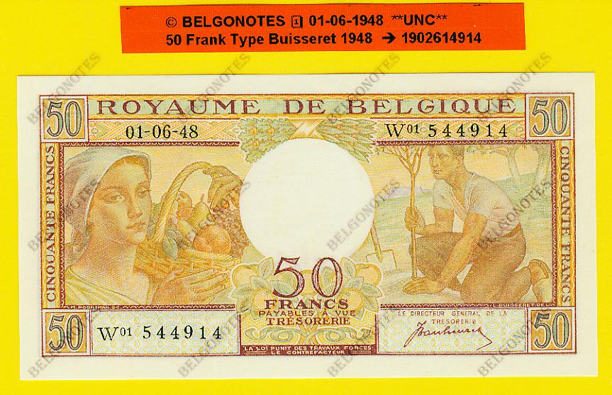 50 Francs Type Buisseret 01-06-1948 **UNC** Lot 1902614914