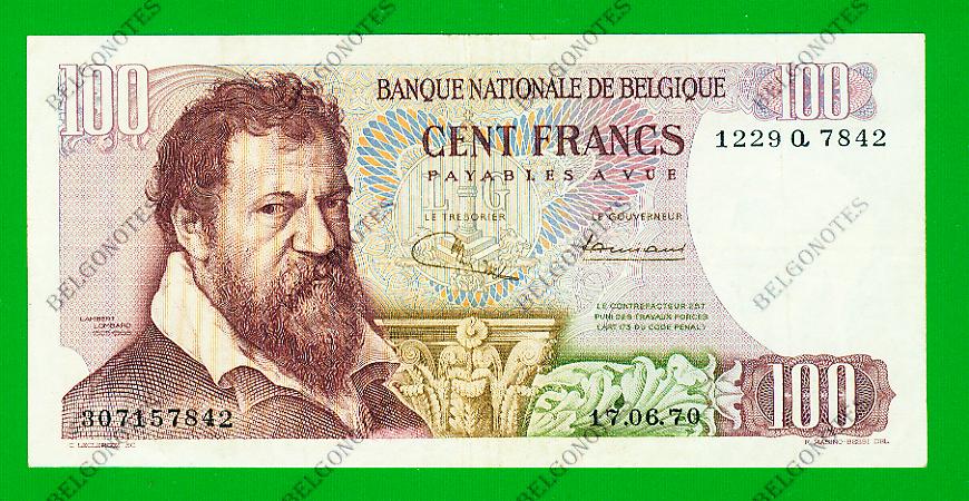 100 Francs Type Lombard 1970 **Jordens-Ansiaux** Lot 1902617842