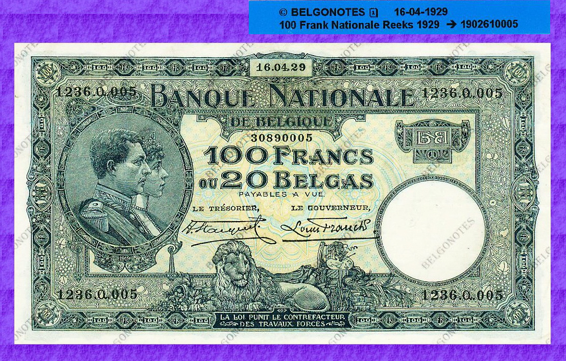100 Francs Nationale reeks*16-04-1929*Lot 1902610005