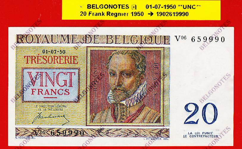 20 Francs Type Regnier **UNC**1950** Lot 1902619990