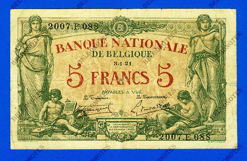 5 Francs Type Brussel* 03-01-1921*.Lot 190261088