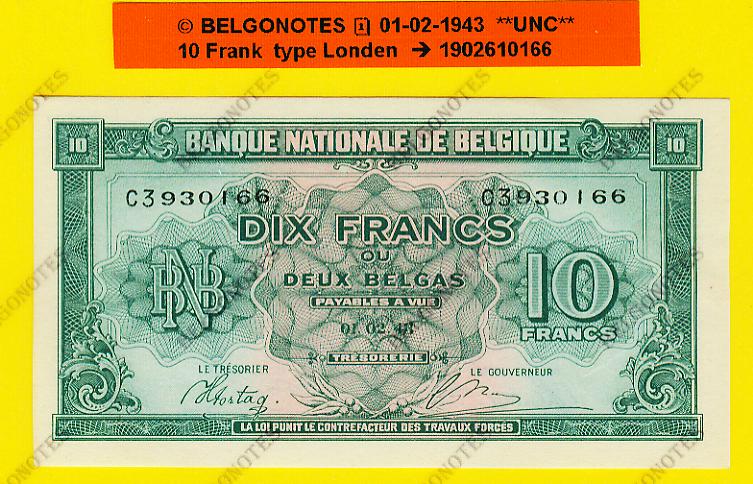 10 Francs type Londen*01-02-1945**UNC**Lot 1902610166