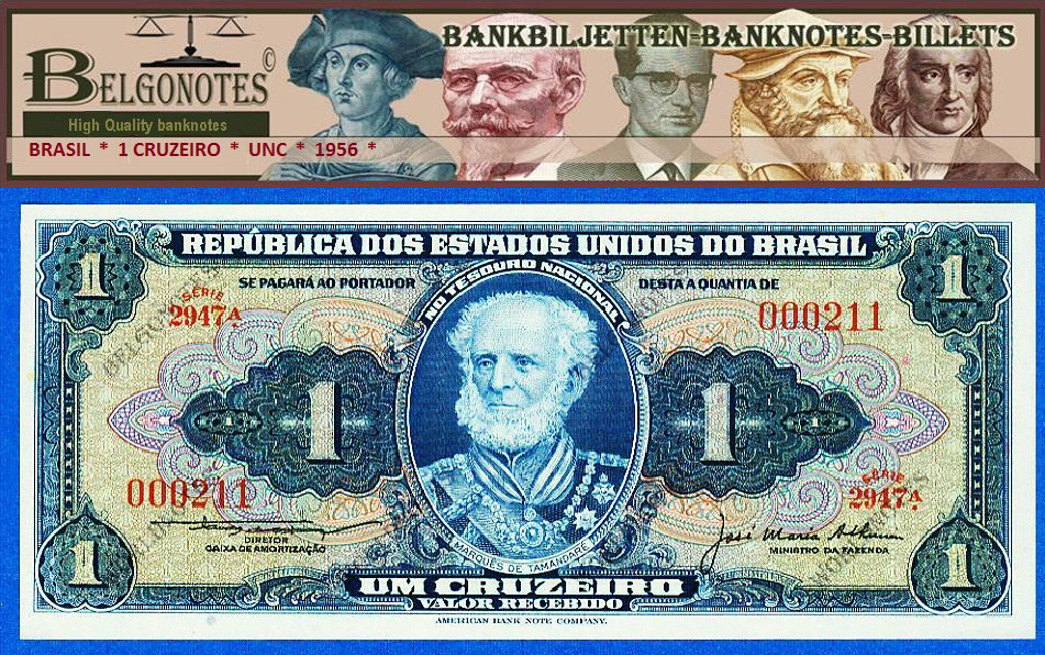 **UNC** Brasil  1956 * 1 Cruzeiro