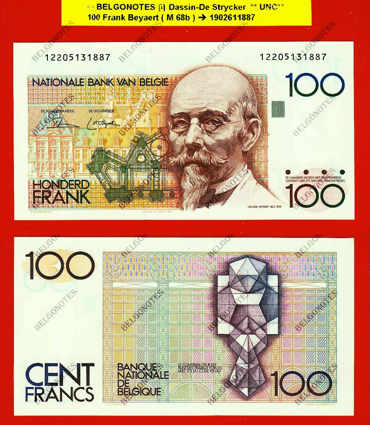 100 Frank Type Beyaert **UNC** Dassin-De Strycker * Lot 1902611887