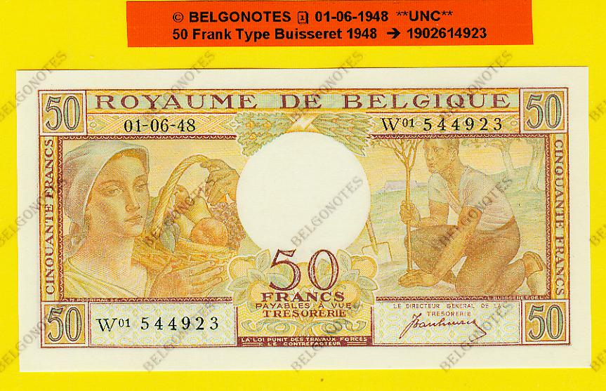 50 Francs Type Buisseret 01-06-1948 **UNC** Lot 1902614923