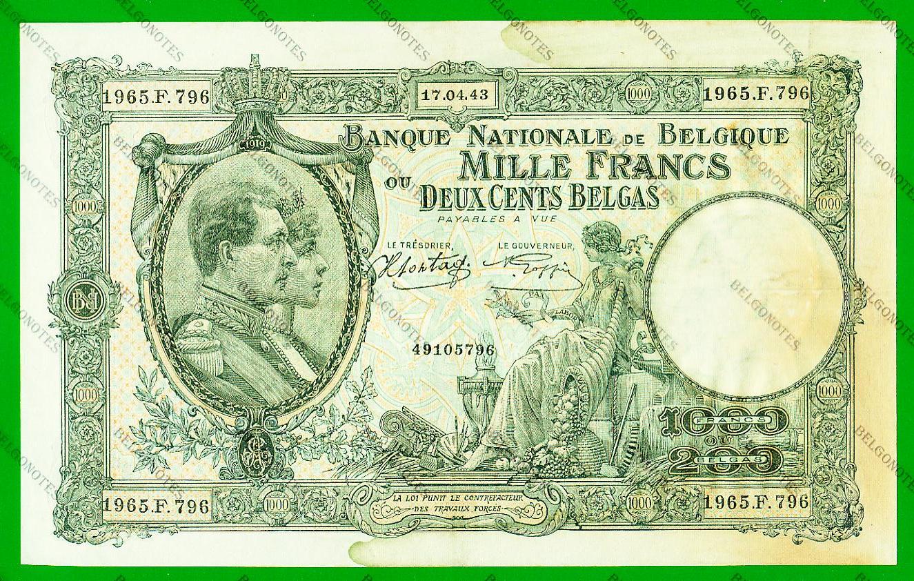 1000 Francs Type Nationale reeks 1943* Lot 1902611796