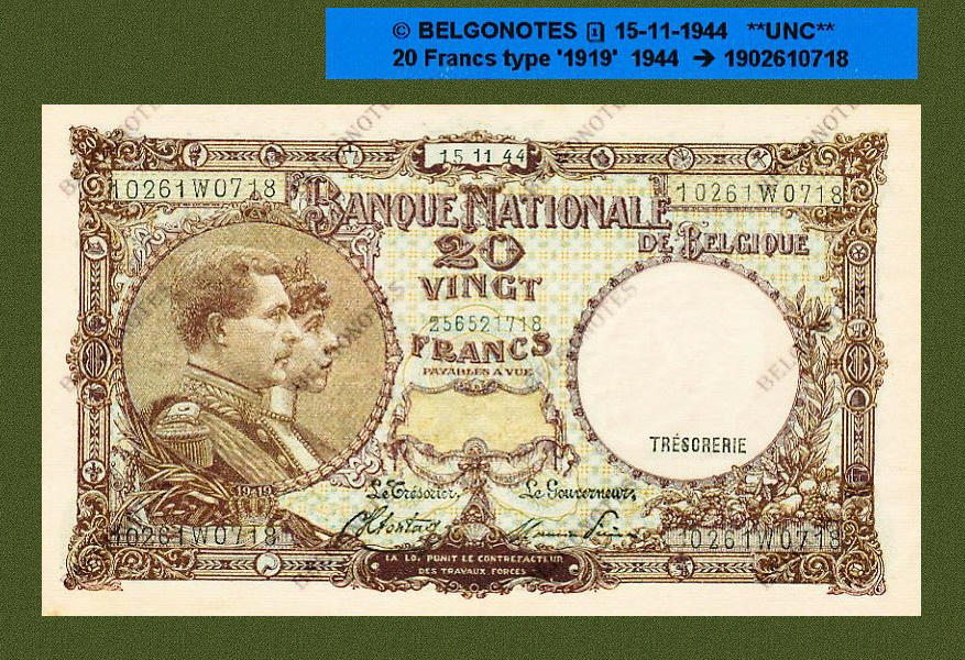 20 Francs Type '1919' 15-11-1944 **UNC**Lot 1902610718