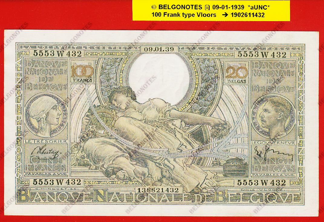 100 Francs Type Vloors **AUNC**1939** Lot 1902611432