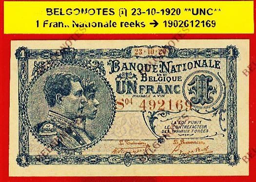 1 Franc Type Nat. reeks 1920**UNC**Lot 1902612169