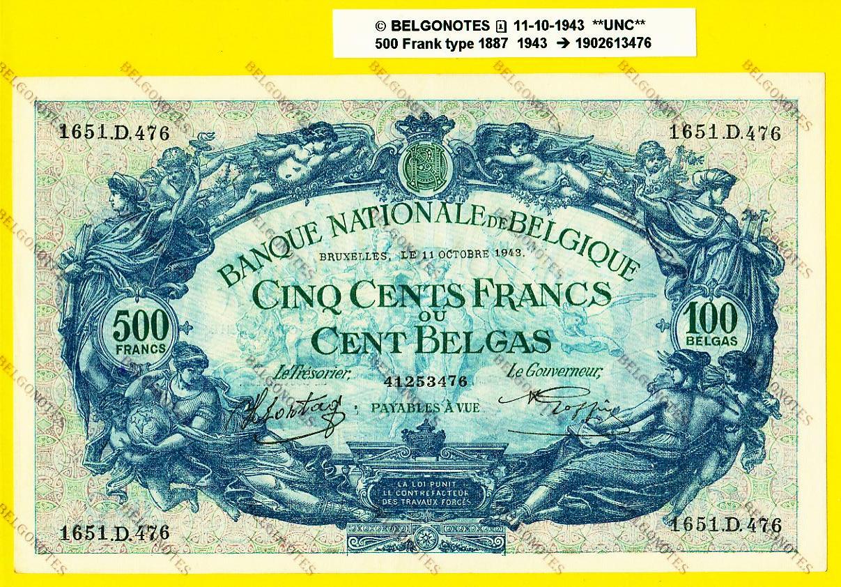 500 Francs Type '1887' 11-10-1943**UNC**Lot 1902613476