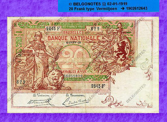 20 Francs Type Vermiljoen*02-01-1919*Lot 1902612643
