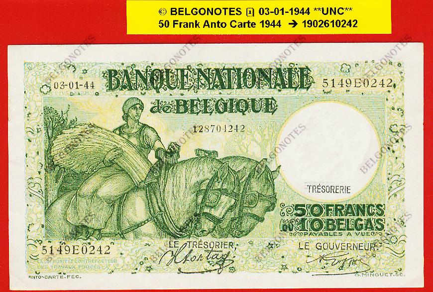 50 Francs Type Anto Carte**UNC**1944** Lot 1902610242