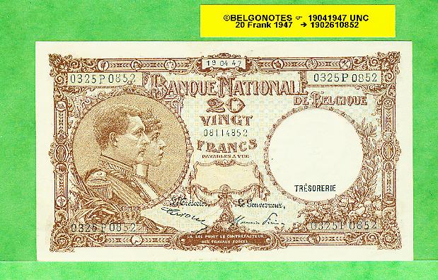 20 Francs Type '1919' **UNC**1947** Lot 1902610852