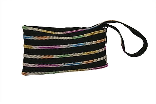 Zipit Clutch Handvat Zwart + Regenboog zipper