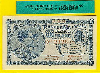 1 Franc Type Nat. reeks 1920**UNC**Lot 1902612658